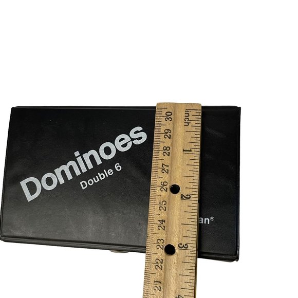 Vintage Pressman Dominos Game Double 6 + Case Set Beige Black 1.8" H x 5.3" W - Picture 5 of 6